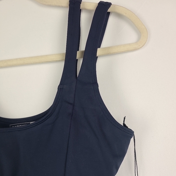 NEW BARRY'S Women's Ink Blue Split Strap Tank Top Sz XS. Built in Bra. MSRP $68 - Picture 2 of 9